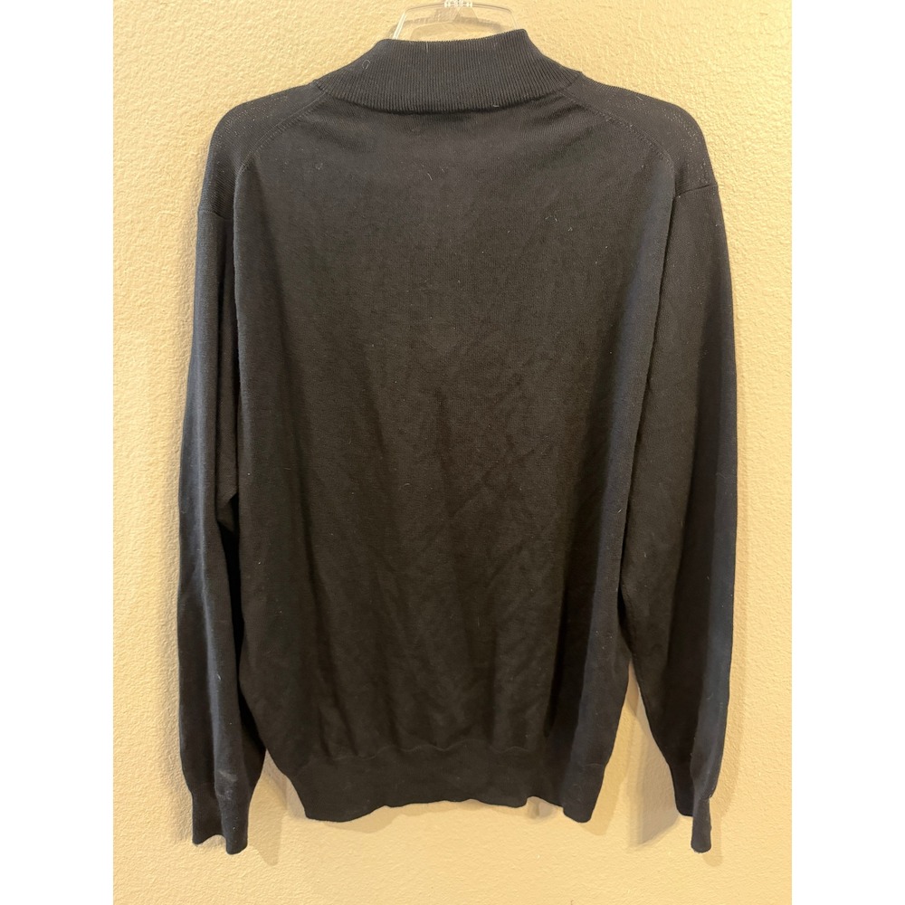 Peter Millar Quarter Zip Sweater Mens Large Black  Merino Wool Silk Blend - Picture 4 of 4
